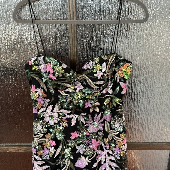 Mac Duggal NEW NWT Spaghetti Strap Bustier Floral Embroidered Appliqué Gown Sz 8 - Picture 11 of 15